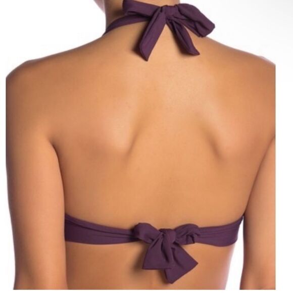 Bleu Rod Beattie NWT Smock it to Ya Halter Embroidered Bikini Top in Aubergine 8 - Picture 2 of 8